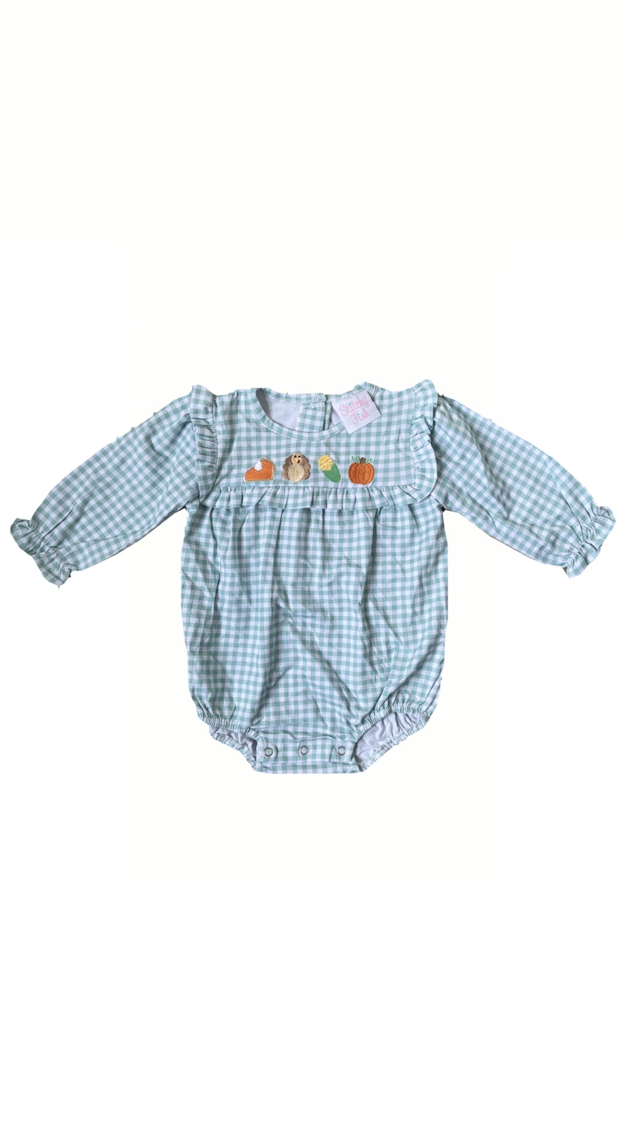 Stitchy Fish Thanksgiving Romper NEW