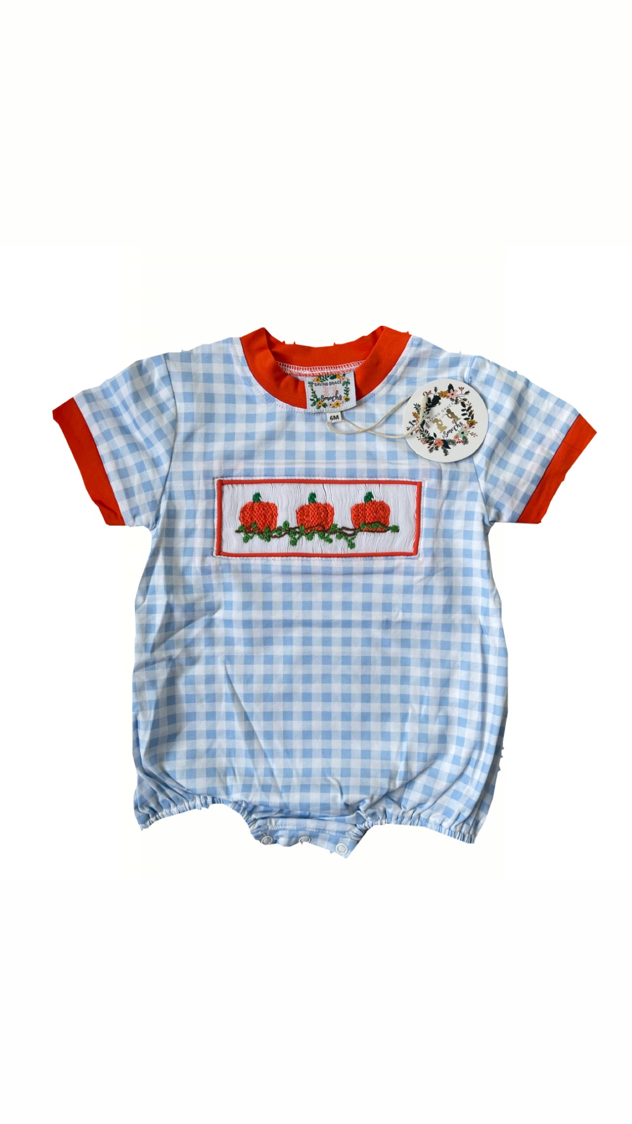Saving Grace Smocks Pumpkin Romper NWT