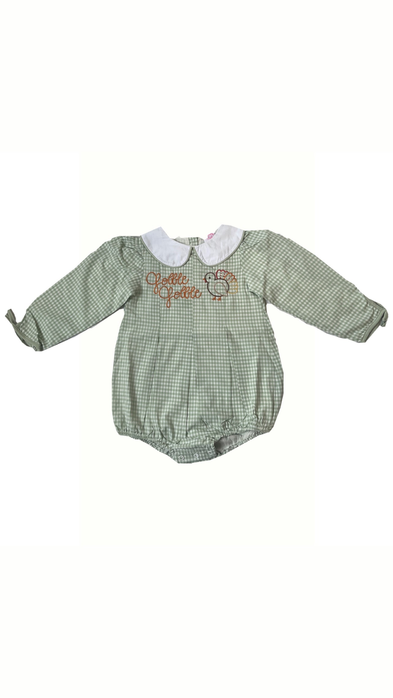 Stitchy Fish Turkey Talk Embroidered Bubble Romper