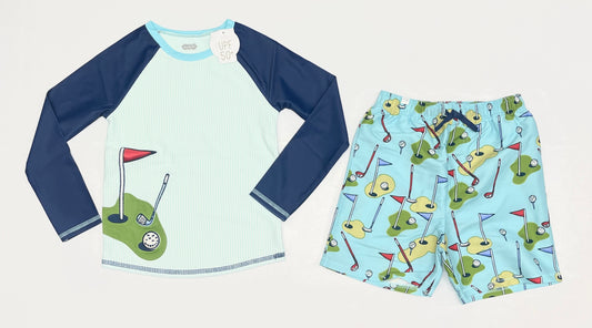 Mudpie Golf Rash Guard and Trunk Swim Set