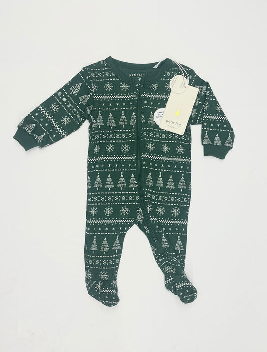Petit Lem Holiday Trees Footed Sleeper