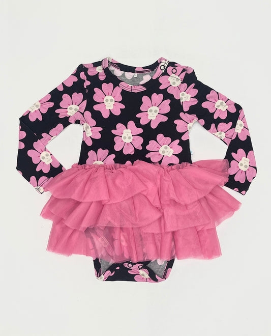 Posh Peanut Halloween Pink Skull Bodysuit Dress